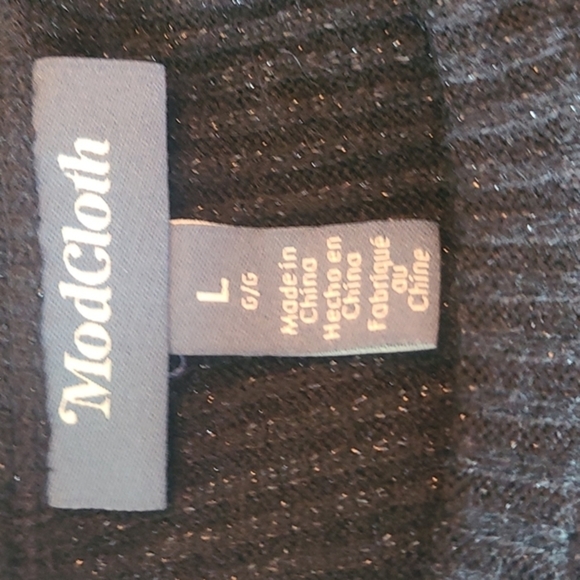 Modcloth black metallic half sleeve crewneck ribbed top size L NWT - Picture 11 of 13